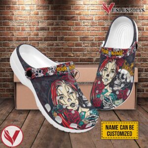 Customized Couple Skull Art Crocs Crocband Clogs Shoes Comfortable For Men Women and Kids, Unique Gift From Vesles2014S 4
