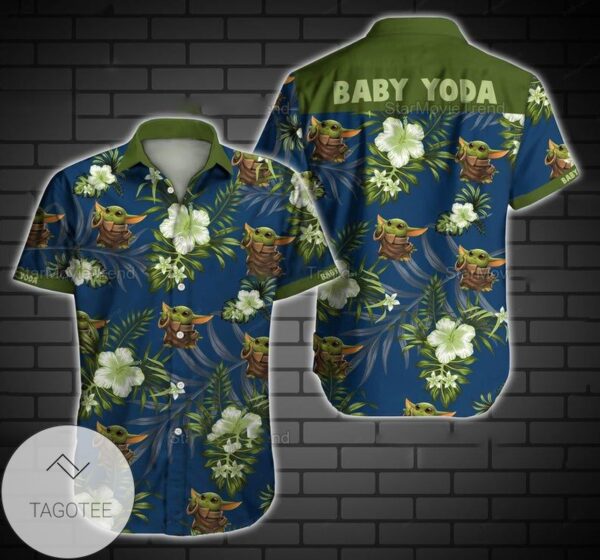 Cute Baby Yoda Hibicus Star Wars Movie For Men And Women Graphic Print Short Sleeve Hawaiian Casual Shirt Vesles2014S 1