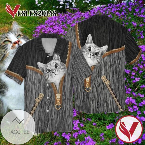Cute Cats For Men And Women Graphic Print Short Sleeve Hawaiian Casual Shirt Vesles2014S 1