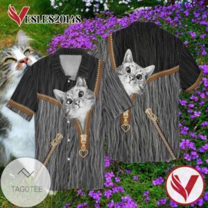 Cute Cats For Men And Women Graphic Print Short Sleeve Hawaiian Casual Shirt Vesles2014S