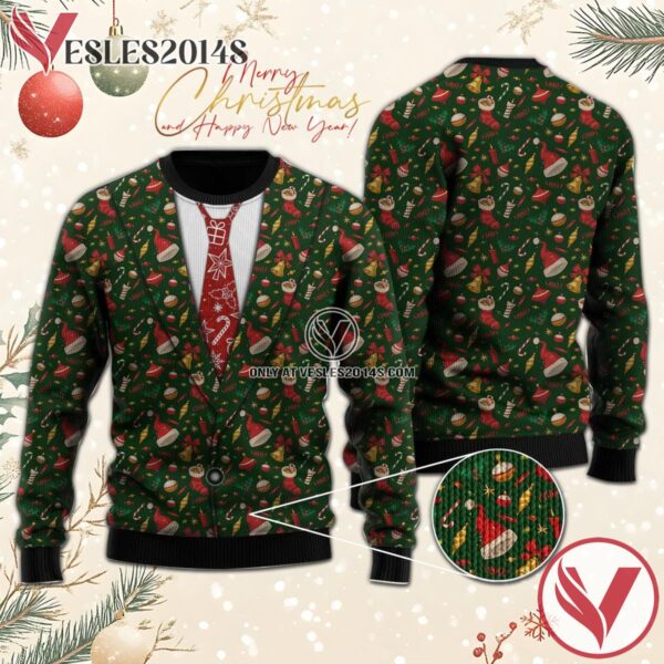 Cute Christmas Seamless Pattern Ugly Sweater, Unique Winter Outfits For Fans - Vesles2014S  1