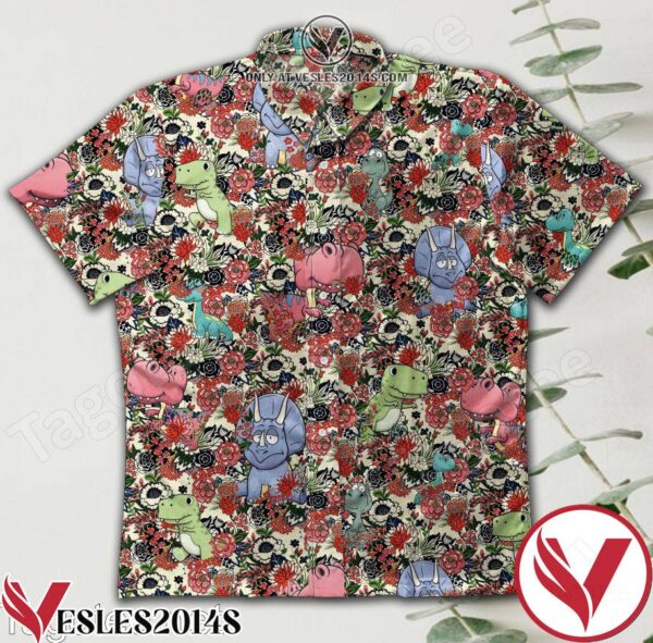Cute Dinosaur Full Of Flowers Hawaiian Shirt, Unique Gifts For Friends - Vesles2014S 1