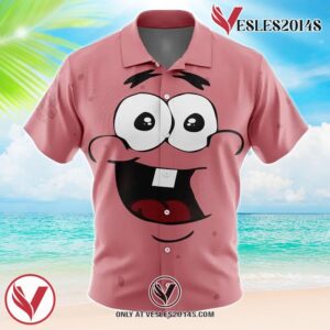 Cute Face Patrick Spongebob Squarepants Hawaiian Button Up Shirt, Perfect Gifts For Anime Lovers - Vesles2014S