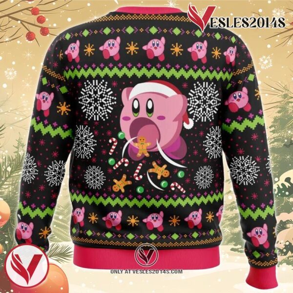 Cute Pink Hungry Kirby’s Dream Land Ugly Christmas Sweater, Unique Christmas Gift For Fans - Vesles2014S 1