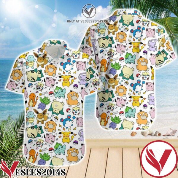 Cute Pokemon Doodle Hawaiian Shirt And Short, Unique Gifts For Friends - Vesles2014S 1