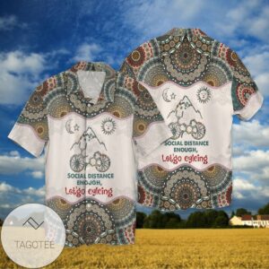 Cycling Boho Pattern Social Distance Enough Let's Go Cycling For men And Women Graphic Print Short Sleeve Hawaiian Casual Shirt Vesles2014S 1