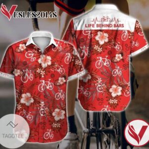 Cycling Hawaii Graphic Print Short Sleeve Hawaiian Casual Shirt Vesles2014S 1