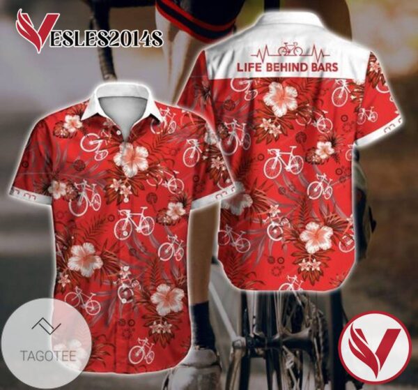 Cycling Hawaii Graphic Print Short Sleeve Hawaiian Casual Shirt Vesles2014S