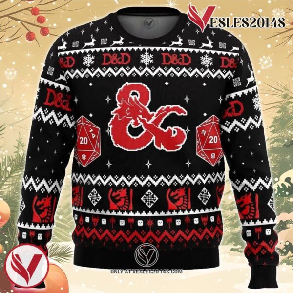 D&D Dungeons and Dragons Ugly Christmas Sweater, Unique Christmas Gift For Fans - Vesles2014S