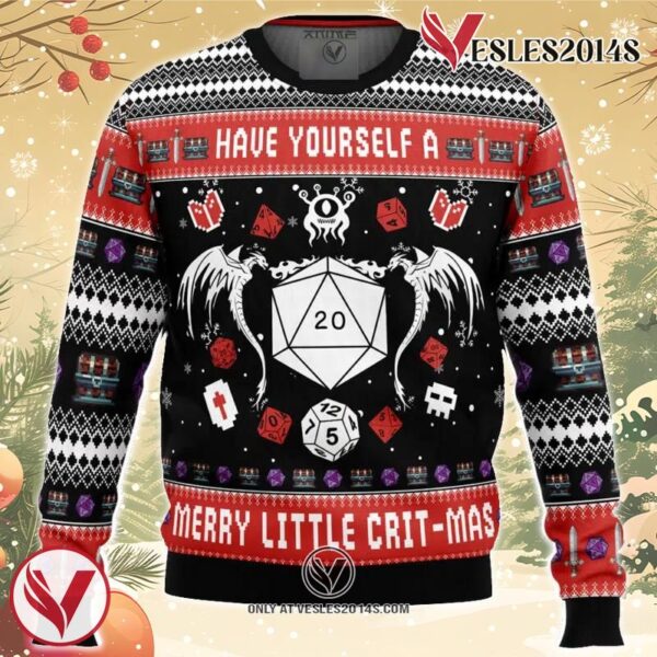 D&D Have Yourself A Merry Little Crit-Mas Dungeons and Dragons Ugly Christmas Sweater, Unique Christmas Gift For Fans - Vesles2014S