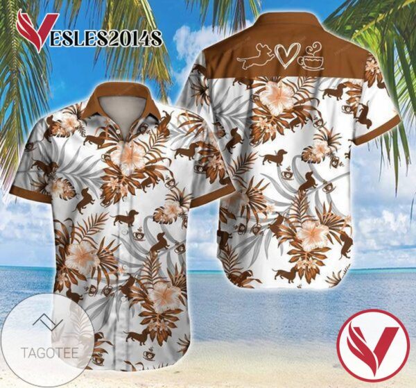 Dachshund Hawaiian Graphic Print Short Sleeve Hawaiian Casual Shirt Vesles2014S 1