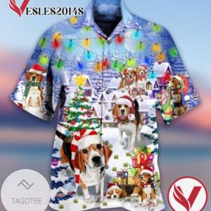 Dachshund Merry Christmas Print Short Sleeve Hawaiian Casual Shirt Vesles2014S 1