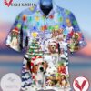 Dachshund Merry Christmas Print Short Sleeve Hawaiian Casual Shirt Vesles2014S