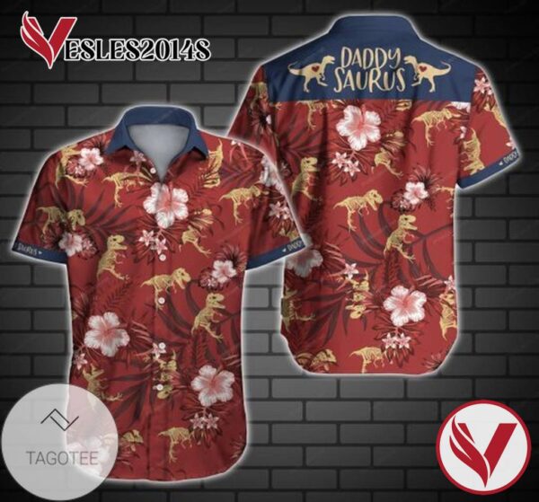 Daddysaurus Hawaiian Graphic Print Short Sleeve Hawaiian Casual Shirt Vesles2014S 1