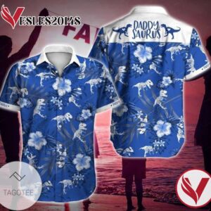 Daddysaurus Hawaiian II Graphic Print Short Sleeve Hawaiian Casual Shirt Vesles2014S 1
