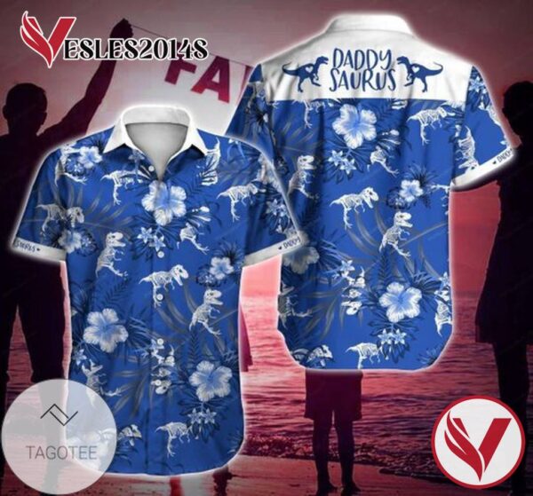 Daddysaurus Hawaiian II Graphic Print Short Sleeve Hawaiian Casual Shirt Vesles2014S 1