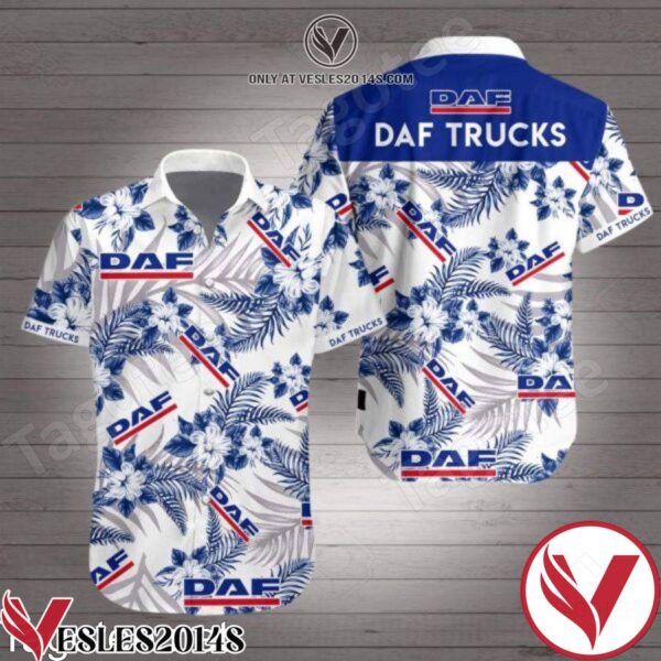 Daf Trucks Navy Tropical Floral White Hawaiian Shirt, Unique Gifts For Friends - Vesles2014S 1