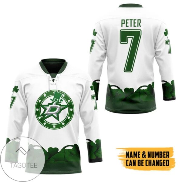 Dallas Stars 2022 St Patrick Day Custom Name Custom Number Hockey Jersey, Trending Gifts For Fans - Vesles2014s 4