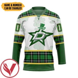Dallas Stars St Patrick Day Custom Name Custom Number Hockey Jersey, Trending Gifts For Fans - Vesles2014s