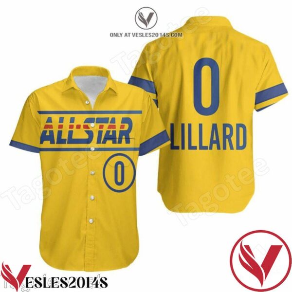 Damian Lillard Blazers All-star Western Conference Gold Jersey Inspired Style Hawaiian Shirt, Unique Gifts For Friends - Vesles2014S 1