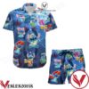 Dancing Stitch Disney Cartoon Graphics Combo Aloha Blue Hawaiian Shirt And Short, Unique Gifts For Friends - Vesles2014S 1