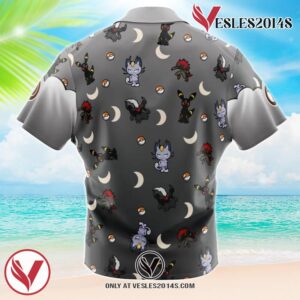 Dark Type Pattern Pokemon Hawaiian Button Up Shirt, Perfect Gifts For Anime Lovers - Vesles2014S 1