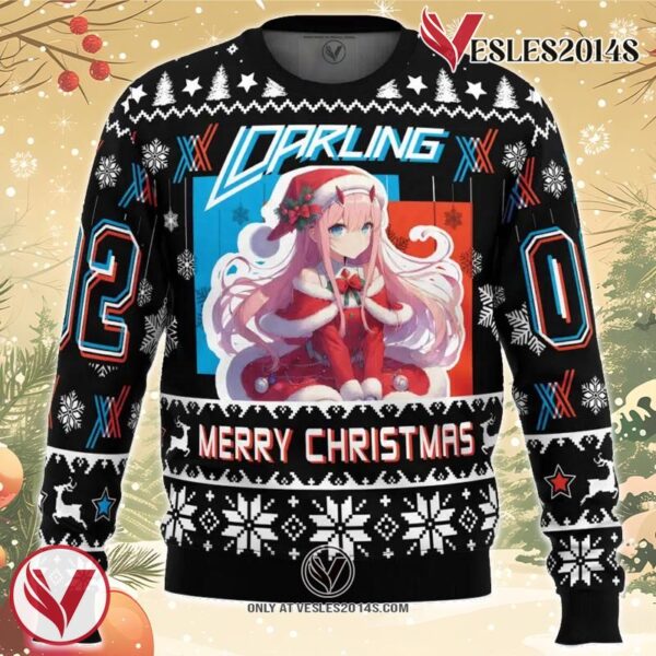 Darling Merry Christmas Darling in the Franxx Ugly Christmas Sweater, Unique Christmas Gift For Fans - Vesles2014S