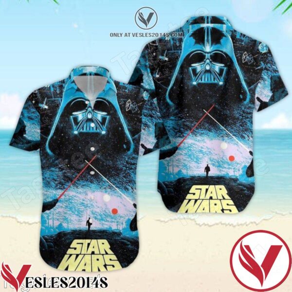 Darth Vader Star Wars Galaxy Black Blue Hawaiian Shirt And Short, Unique Gifts For Friends - Vesles2014S 1
