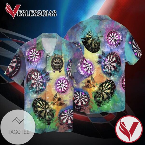 Darts For Men And Women Graphic Print Short Sleeve Hawaiian Casual Shirt Vesles2014S