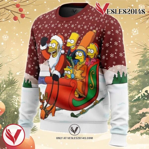 Dashing Through the Snow The Simpsons Ugly Christmas Sweater, Unique Christmas Gift For Fans - Vesles2014S 1