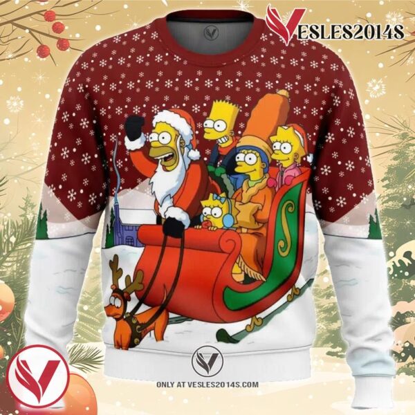 Dashing Through the Snow The Simpsons Ugly Christmas Sweater, Unique Christmas Gift For Fans - Vesles2014S
