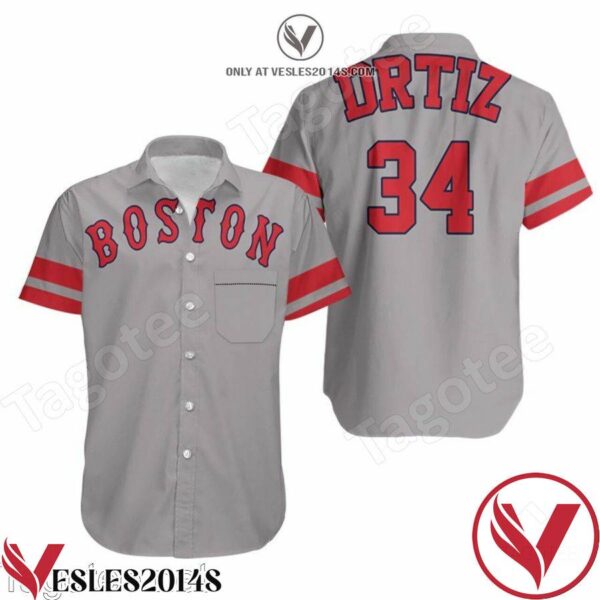 David Ortiz Boston Red Sox Player Gray Jersey Inspired Style Hawaiian Shirt, Unique Gifts For Friends - Vesles2014S 1