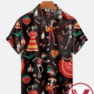 Day Dead Motley Seamless Pattern Halloween Hawaiian Shirt, Unique Gifts For Friends - Vesles2014S 1