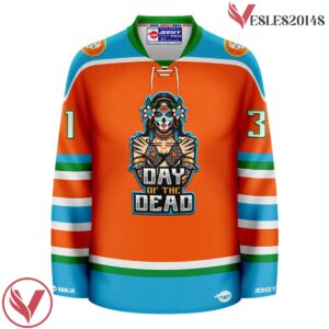 Day Of Dead Dia De Los Muertos Emblazoned La Catrina Hockey Jersey - Vesles2014S 2