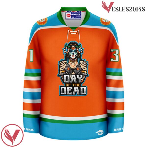 Day Of Dead Dia De Los Muertos Emblazoned La Catrina Hockey Jersey - Vesles2014S 2