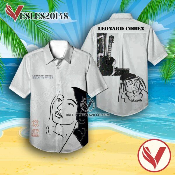 Dear Heather Album Cover By Leonard Cohen Style 2 Hawaiian Shirt, Unique Gifts For Music Lovers - Vesles2014S
