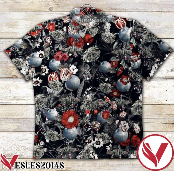 Death Star Full Of Flowers Black Hawaiian Shirt, Unique Gifts For Friends - Vesles2014S 1