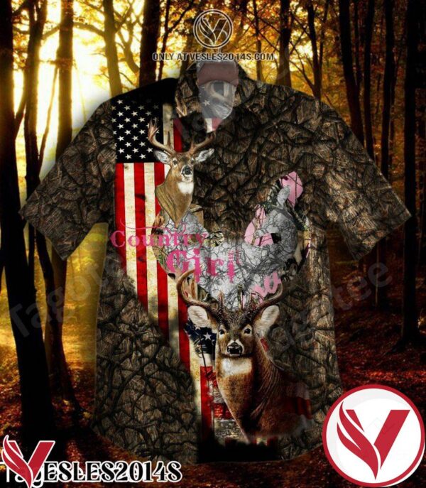 Deer Hunting Country Girl American Flag Hawaiian Shirt, Unique Gifts For Friends - Vesles2014S 1