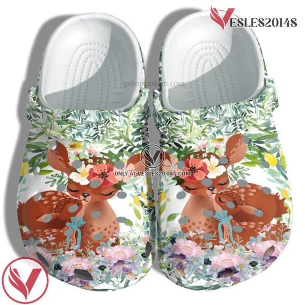 Deer Mom Hug Baby Deer Flower Shoes – Deer Grandma Shoes Croc Clogs, Unique Gift From  Vesles2014S