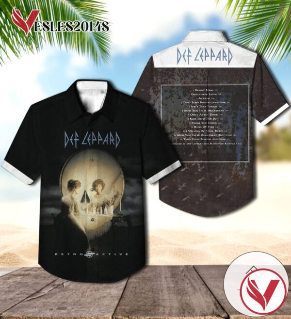 Def Leppard Retro Active Compilation Album Cover Hawaiian Shirt, Best Gift For Music Lovers Vesles2014S