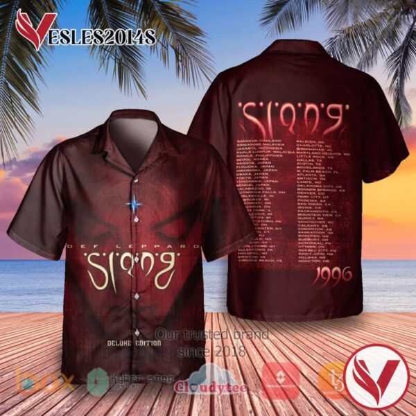 Def Leppard Slang Album, Red Hawaiian Shirt, Best Gift For Music Lovers Vesles2014S