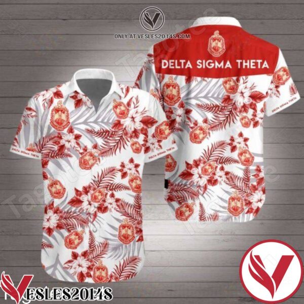 Delta Sigma Theta Red Tropical Floral White Hawaiian Shirt, Unique Gifts For Friends - Vesles2014S 1