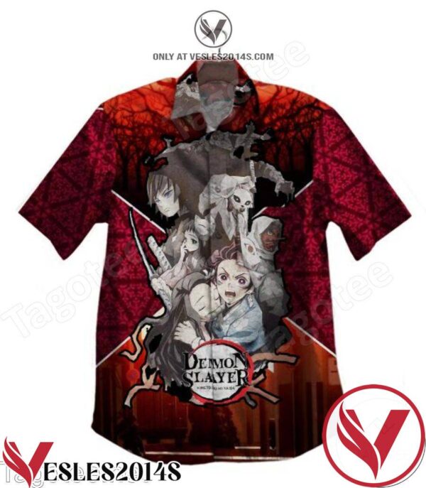Demon Slayer Kimetsu No Yaiba Red Hawaiian Shirt, Unique Gifts For Friends - Vesles2014S 1
