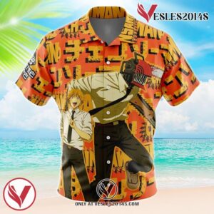 Denji Chainsaw Man Hawaiian Button Up Shirt, Perfect Gifts For Anime Lovers - Vesles2014S