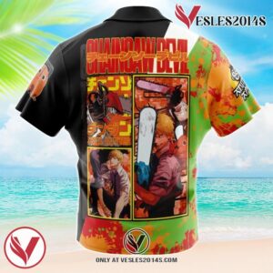 Denji Chainsaw Man Hawaiian Button Up Shirt, Perfect Gifts For Anime Lovers - Vesles2014S t0y 1