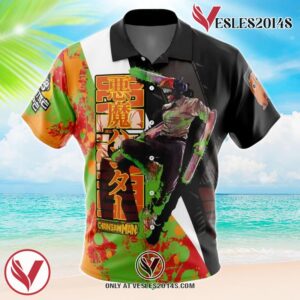 Denji Chainsaw Man Hawaiian Button Up Shirt, Perfect Gifts For Anime Lovers - Vesles2014S t0y