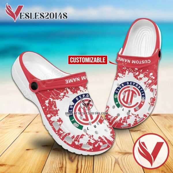 Deportivo Toluca Logo Custom Crocs Clogs, Unique Footwear For Fans