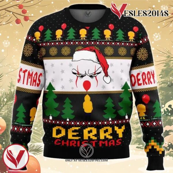 Derry Pennywise Christmas Ugly Christmas Sweater, Unique Christmas Gift For Fans - Vesles2014S