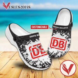 Deutsche Bahn Logo Crocs Clogs, Unique Footwear For Fans