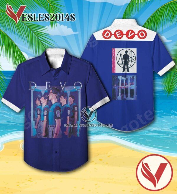 Devo New Traditionalists Album Cover Blue Hawaiian Shirt, Unique Gifts For Music Lovers - Vesles2014S